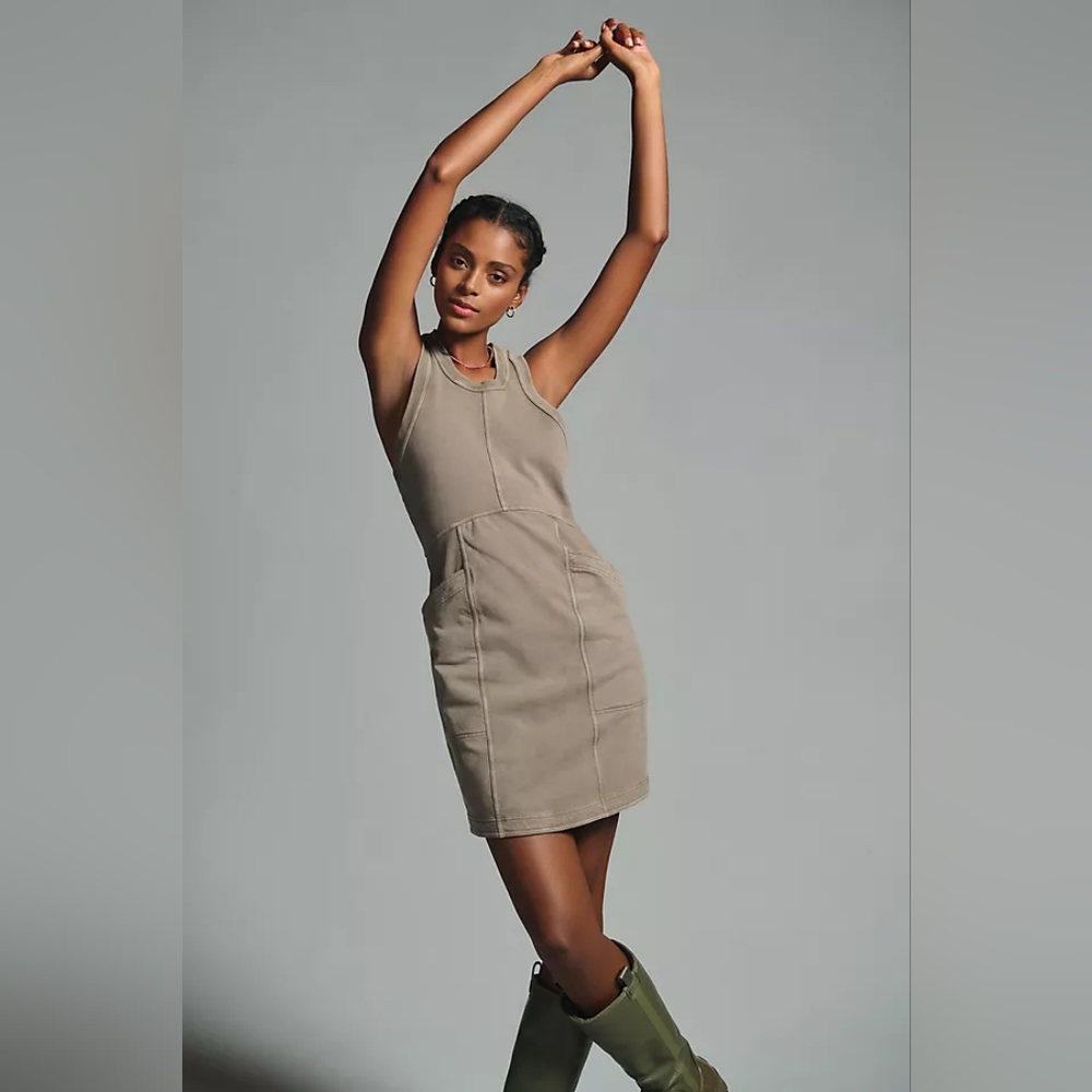 Daily Practice by Anthropologie Lounge Pocket Mini Dress in Moss Size Large